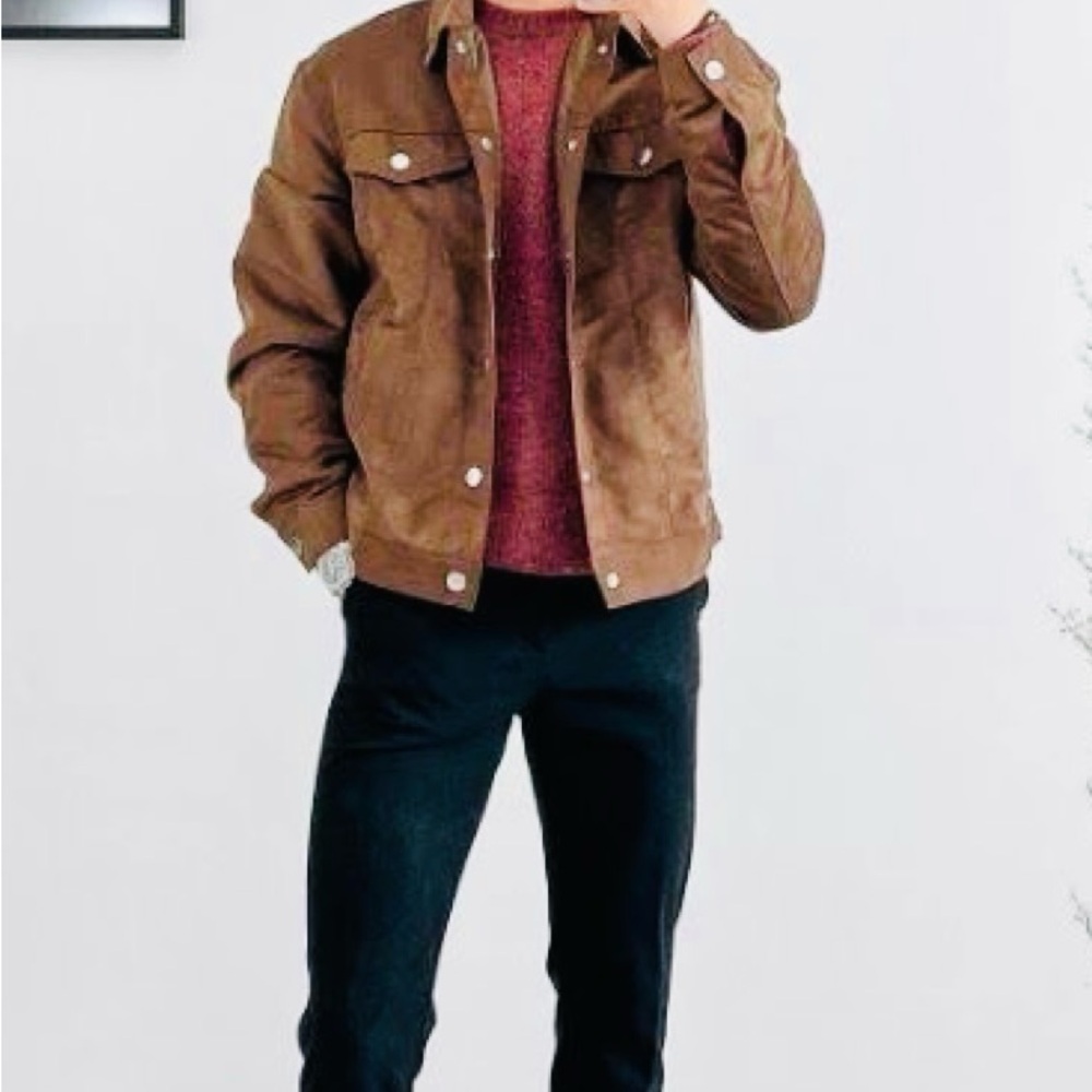 H&M Brown Lightweight Shirt Jacket with Zip-Front Closure